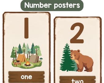 Adventure Camping Number Posters | Classroom Decor | Nature Theme (Digital Download)