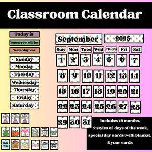 Polka Dot Classroom Decor Mega Bundle – Calendar, Schedule, Jobs, Labels & More