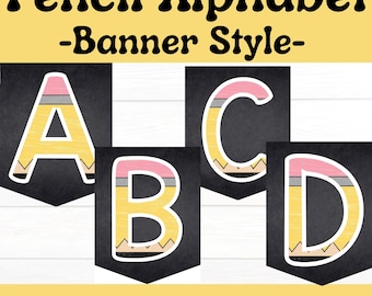 Pencil Banner Alphabet | Printable Classroom Decor (PDF)