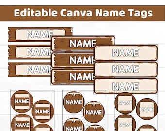 Adventure Classroom Name Tags | Editable Canva Template