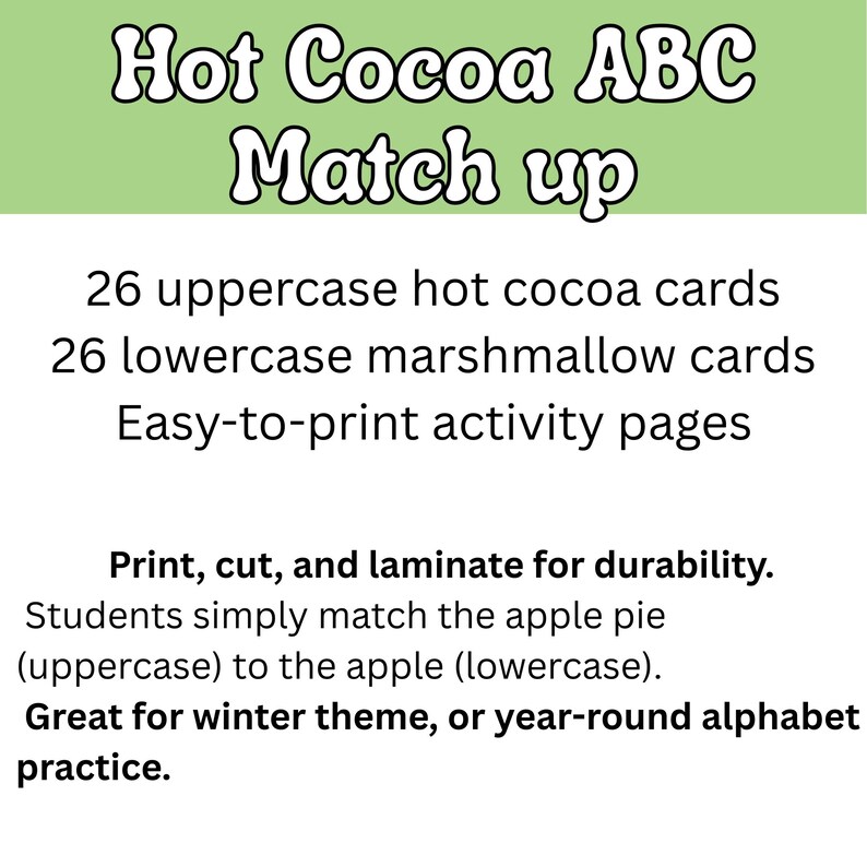 Hot Cocoa ABC Match up | Alphabet Letter Recognition Game | Uppercase ...