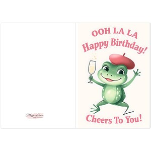 Paquete de tarjetas de cumpleaños de rana francesa coqueta/Saludos divertidos y juguetones/Deseos de cumpleaños de ranita francesa/Tarjetas personalizadas para cumpleaños