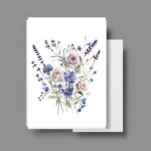 Cartes de voeux bouquet de fleurs|Cartes minimalistes|Design floral sur mesure|Lot de 10 pour toutes les occasions