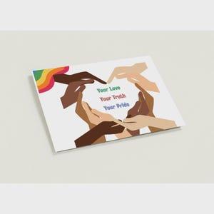 Votre amour, votre vérité, votre fierté - Carte de voeux LGBTQ+|Design inclusif et positif|Intérieur vierge|Respectueux de l'environnement|A6 avec enveloppes