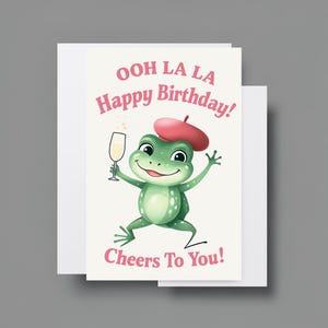 Paquete de tarjetas de cumpleaños de rana francesa coqueta/Saludos divertidos y juguetones/Deseos de cumpleaños de ranita francesa/Tarjetas personalizadas para cumpleaños