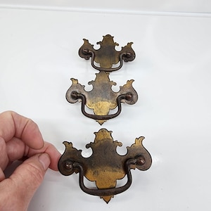 Vintage Brass Bail Drawer Pulls Ethan Allen Style Cabinet Handles 1980s Lot 3