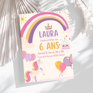 Biglietto d'invito per il compleanno di un bambino con unicorno