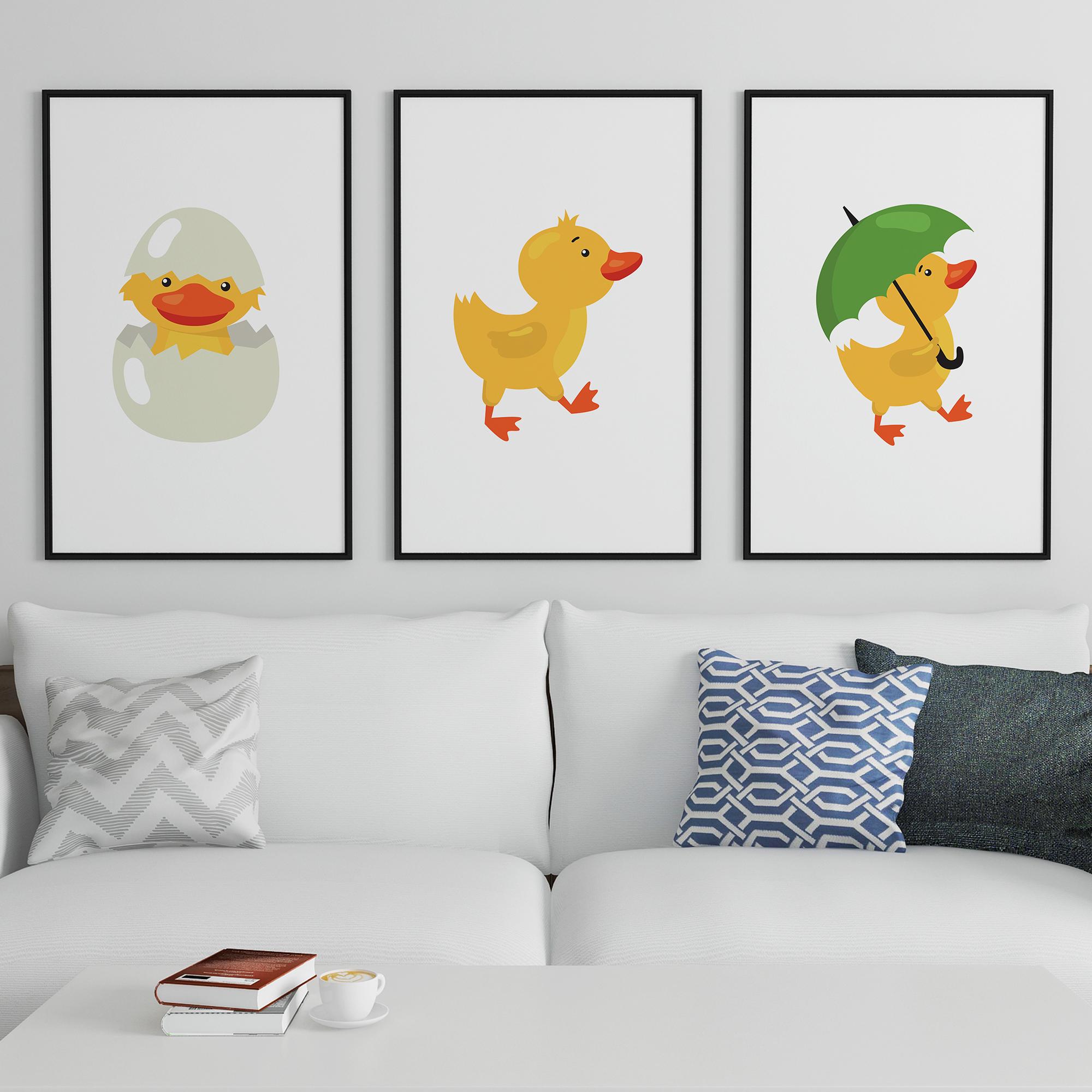 Set of 3 Duck Nursery Wall Art | Funny Ducklings Prints | Playroom ...