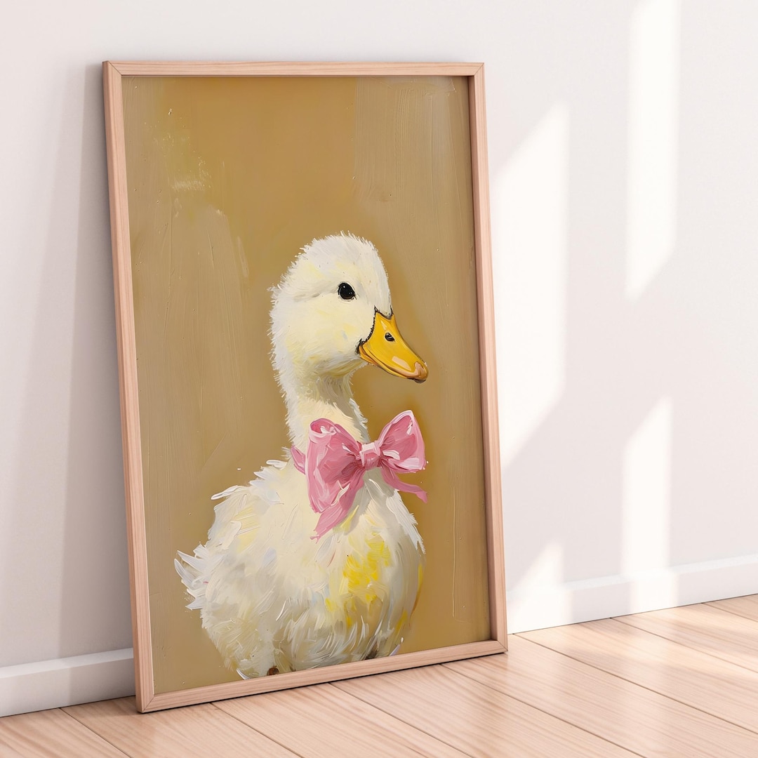 Cute Duck With Pink Bow Printable Wall Art Watercolour Nursery Duck cute-duck-with-pink-bow-printable-wall-art-watercolour-nursery-duck