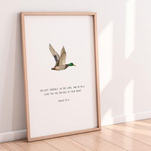 Duck Bible Verse Print - Woodland Nursery, Duck Baby Shower,  Christian Gift, Mallard Print, Hunting Nursery - Minimalist Digital Download