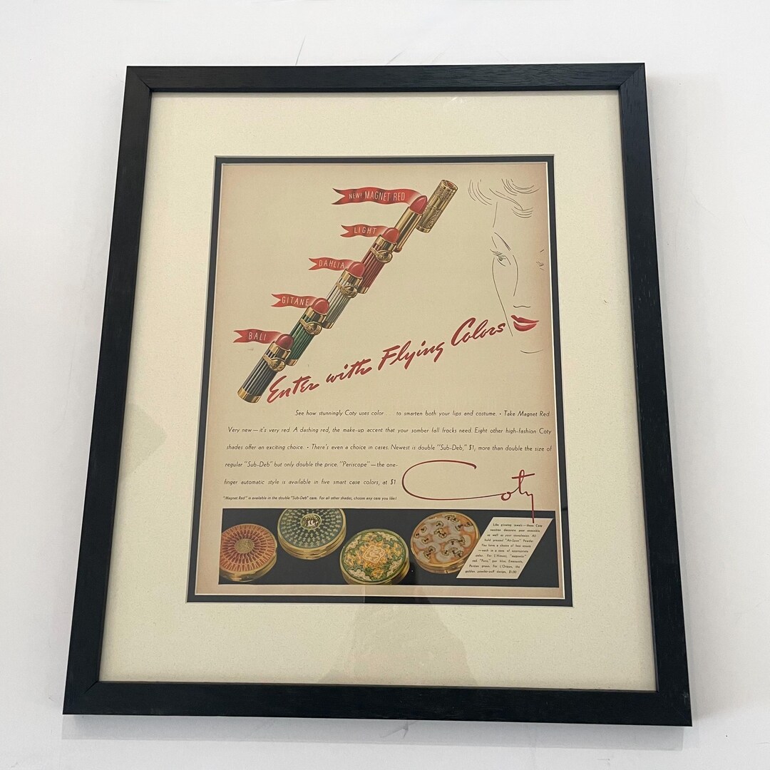 Framed Vintage Coty Makeup Ad Wall Art | Ready to Hang | Retro 