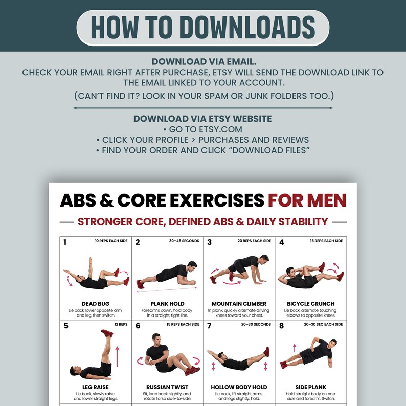 Plank Exercise .pdf Exercices de gainage et d'abdominaux pour hommes (à imprimer), 16 ...