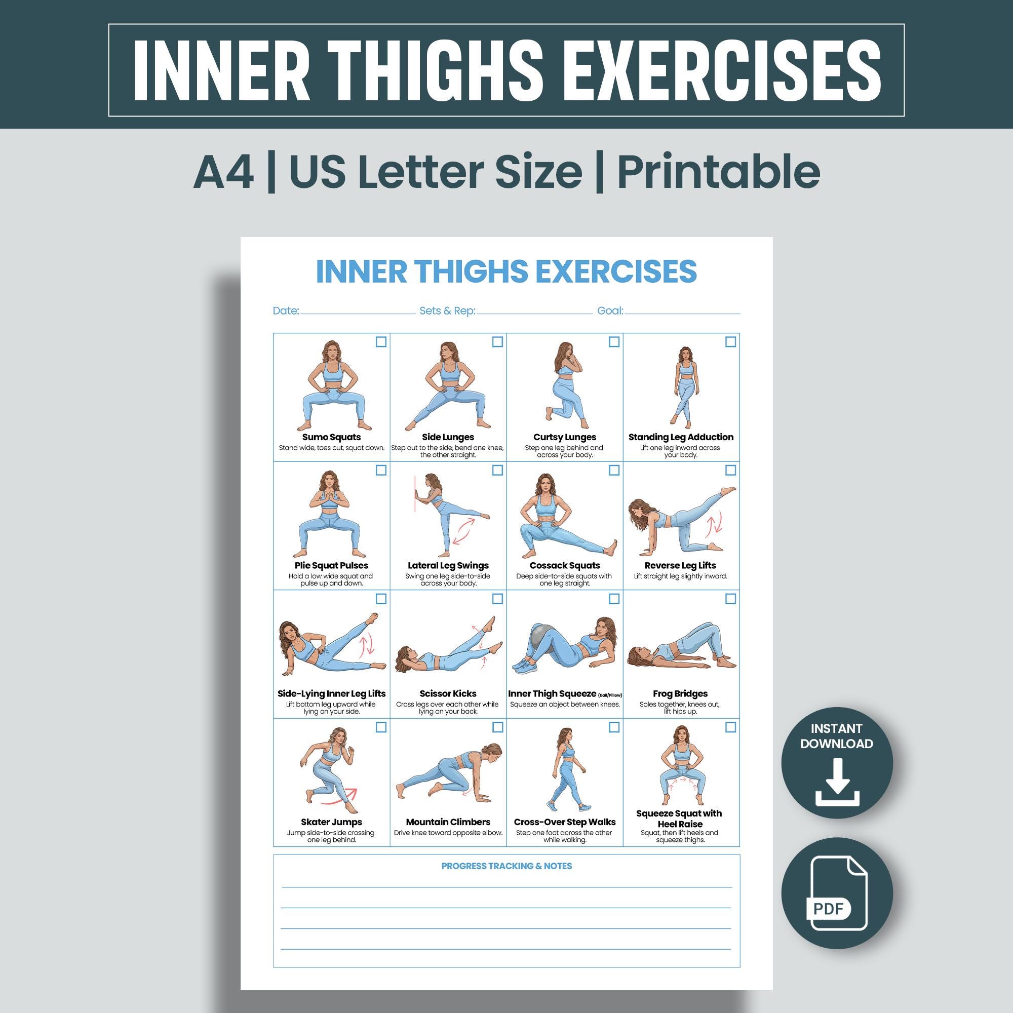 weekly walking and inner thigh exercise plan for slimming thighs, flat-surface walking routine infographic
