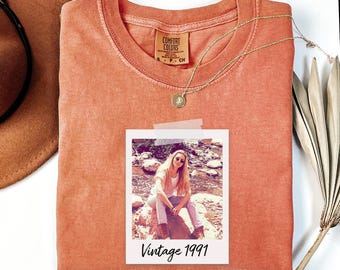 Custom Polaroid Photo Comfort Colors T-Shirt, Personalized Retro 90s Tee
