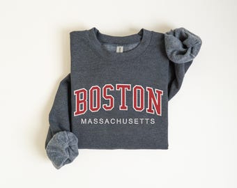 Boston Embroidered Sweatshirt, Boston crewneck, Boston embroidery, States and cities shirts, Boston sweatshirt, BOSTON