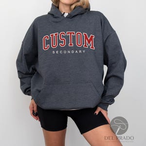 Custom Filled Varsity Embroidered Sweatshirt, Custom Embroidered Crewneck, Custom Embroidered Hoodie, Personalized Gifts, College sweatshirt