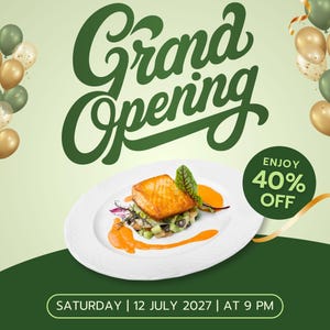 Elegante Restaurant Eröffnungseinladungsvorlage | Bearbeitbar Canva Invite | Moderner Veranstaltungsflyer zum Ausdrucken