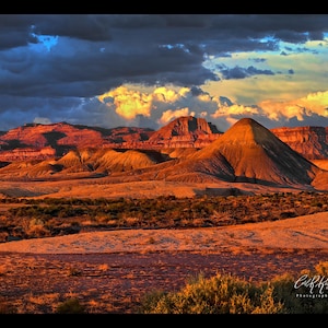 Desert Monuments After the Storm – Canvas Print, Mesa Sunset, Wall Art Canvas, Nature Photography, Home Decor, with black canvas border.