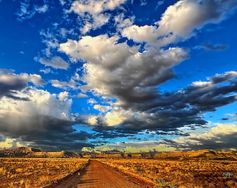 Southwest Landscape Canvas Print – Utah Backroads, Golden Hour Sky