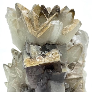 FLUORITE With DOG TOOTH Flower Shape Calcite Crystal, From Pakistan, 321 Gram, Calcite Cluster, Fluorite Specimen, Display piece Rare Glassy