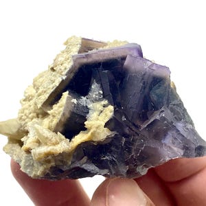 PURPLE PHANTOM FLUORITE With Calcite From Pakistan, 124 Gram, Specimen for Rock Collectors, Cubic Fluorite Specimen, Terminated Fluorite