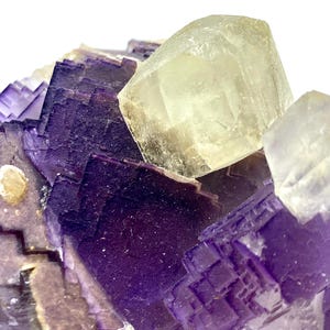 PURPLE FLUORITE 532 Gram: Exclusive And Beautiful Terminated Deep Purple Cubic Fluorite With Calcite Specimen From Pakistan