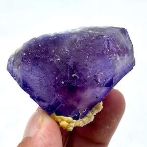 PURPLE PHANTOM FLUORITE 486 Carat: Exclusive And Beautiful Terminated Deep Purple Phantom Cubic Fluorite With Calcite Specimen From Pakistan