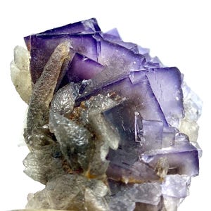 Purple Fluorite & Calcite Specimen: Cubic Mineral from Pakistan