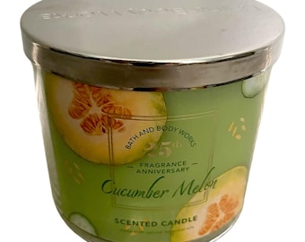 Bath and Body Works Cucumber Melon Scented Candle & One (1) Vintage 80s 90s Random Select Christmas Tree Ornament