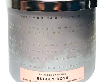 Bath and Body Works Bubbly Rose 3 Wick Scented Candle & One (1) Vintage 80s 90s Random Select Christmas Tree Ornament