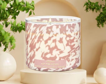 Bath and Body Works (White Barn) Hot Pink Cocoa 3-Wick Scented Candle & One (1) Vintage 80s 90s Random Select Christmas Tree Ornament