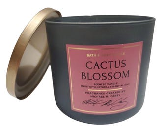 Bath and Body Works Cactus Blossom 3-Wick Candle & One (1) Vintage 80s 90s Random Select Christmas Tree Ornament