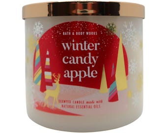 Bath and Body Works Winter Candy 3-Wick Candle & One (1) Vintage 80s 90s Random Select Christmas Tree Ornament