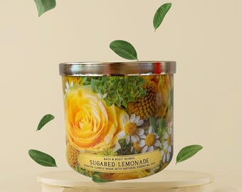 Bath and Body Works Sugared Lemonade Scented 3 Wick Candle & One (1) Vintage 80s 90s Random Select Christmas Tree Ornament