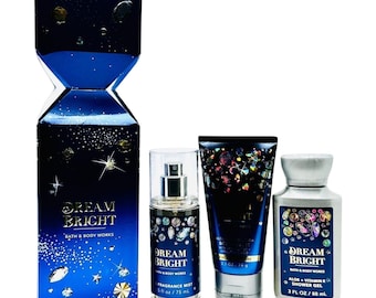 Bath and Body Works Dream Bright Shower Gel, Cream and Mist Travel Gift Set & One (1) Vintage 80s 90s Random Select Christmas Tree Ornament