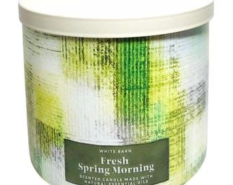 Bath and Body Works Fresh Spring Morning (White Barn) Scented 3-Wick Candle & One (1) Vintage 80s 90s Random Select Christmas Tree Ornament