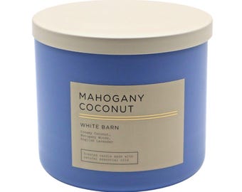 Bath and Body Works Mahogany Coconut Scented 3-Wick Candle & One (1) Vintage 80s 90s Random Select Christmas Tree Ornament