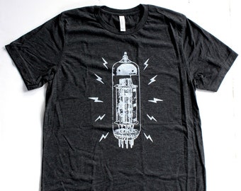 Vacuum Tube T Shirt Mens Womens  -  Guitar Amp Music Retro Fender Marshall Vox 60s Geek Nerd Electronics Audiophile Viny Clothing