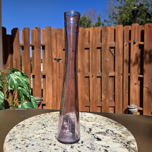 Vintage Finely Dipped Blown Glass Vase – Tall Purple Tint Glass – Elegant Decorative Accent – Art Glass Home Decor