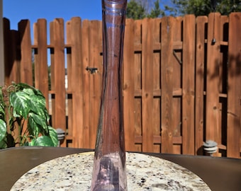 Vintage Finely Dipped Blown Glass Vase – Tall Purple Tint Glass – Elegant Decorative Accent – Art Glass Home Decor