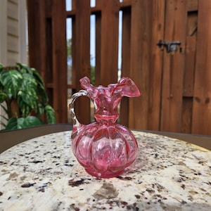 Pink Fenton Pitcher - Etsy