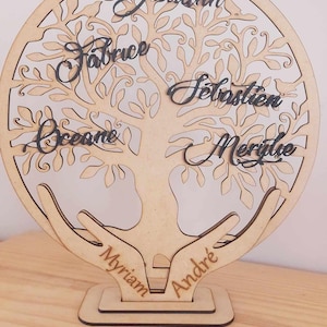 Personalized wooden tree of life with hands