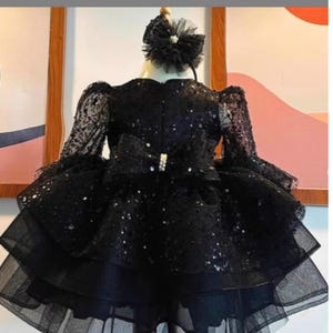 Black Sparkling Toddler Dress, Flower Girl Dress, Black Tutu, Black Wedding Dress, Elegant Dress, Black Birthday Dress, Black Baby Gown.