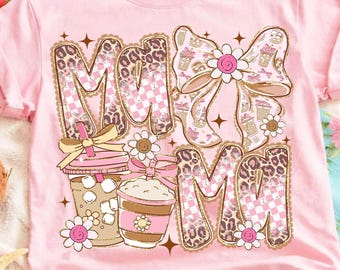 Mama Coffee Coquette Bow Png, Dzień Matki Png, Mama Png, Sublimacja Mama w panterkę, Mama Coffee Png, Mama w kratkę, Pobieranie cyfrowe