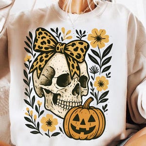 Retro Floral Skeleton Png, Funny Skeleton Halloween Png, Halloween Skull Design, Preppy Halloween Png, Spooky Season, funny fall png