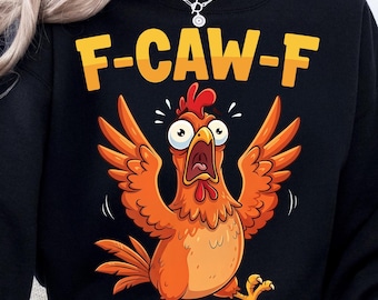 F-Caw-F Chicken PNG, Screaming Rooster Meme Clipart, Funny F-Caw-F Chicken PNG, Crazy Hen digitale kunst, boerderijdieren shirtontwerp downloaden