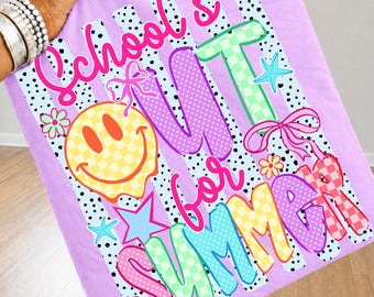 Preppy Schools Out Summer Png, Last Day Of School Png, Striped Smiley Face Summer Png, Coquette Bow Schools Out Png, Kids Png