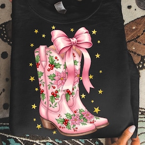Coquette Christmas png, Coquette Bow png, kerstsublimatie, retrovakantie png, kerstsfeer png, cowgirl png, trending png