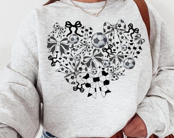 Retro Soccer Bow PNG, Coquette Soccer Mom Sublimation, Game Day Fall Sports PNG for Trendy Soccer Mama Shirt Soccer Mom Heart Png