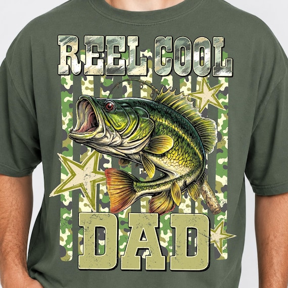 Reel Cool Dad Png, Fishing Fathers Day Png, Bass Fish Dad Png, Distressed Camo Dad Png, Funny Dad Png, Digital Download